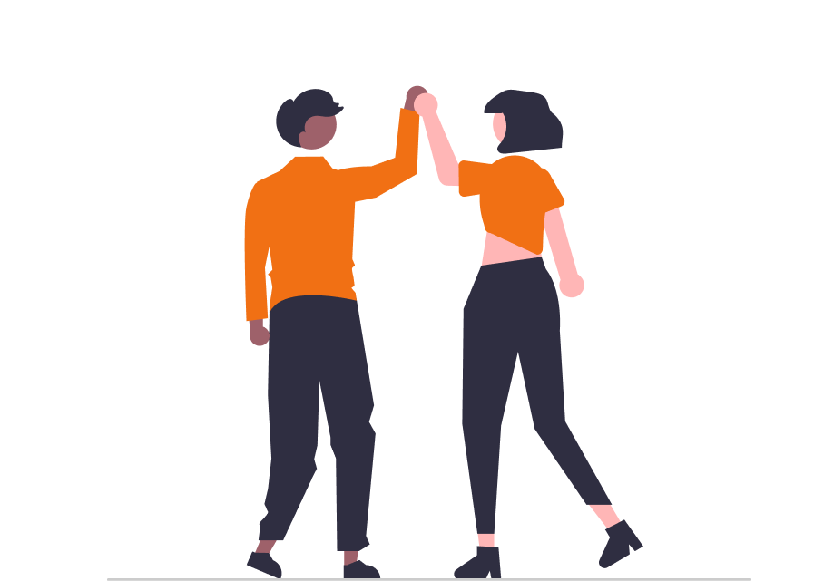 Two people high fiving